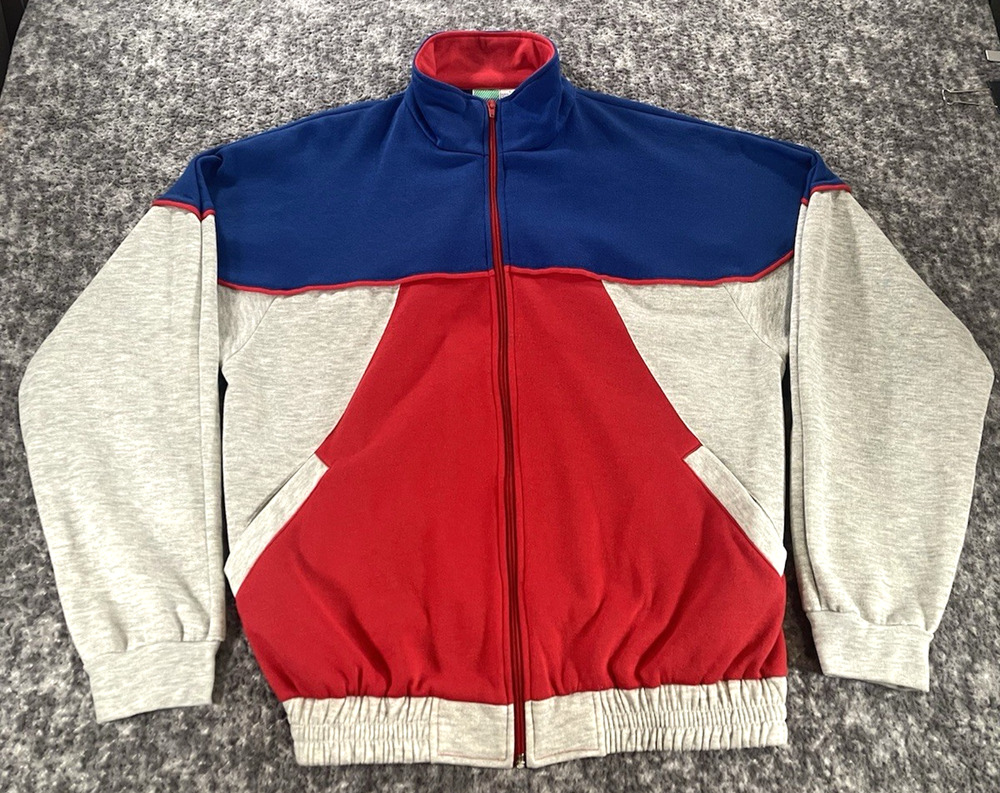 Main Event Track Jacket Mens L Blue Vintage Colorblock Full Zip Athleisure